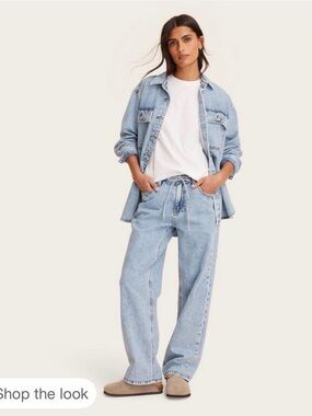 Parke x Target NWT Light Blue Wide-Leg Denim Jeans with Drawstring Waist - Women